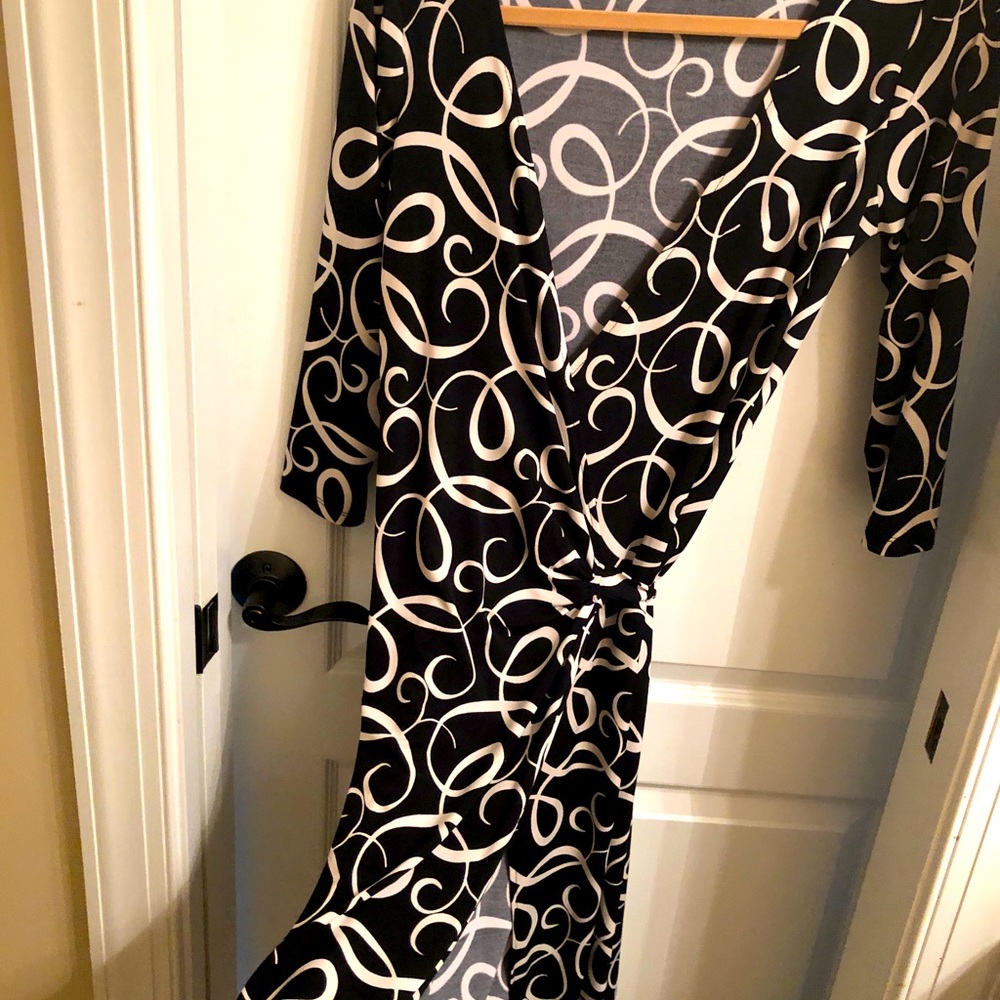Black and white wrap dress